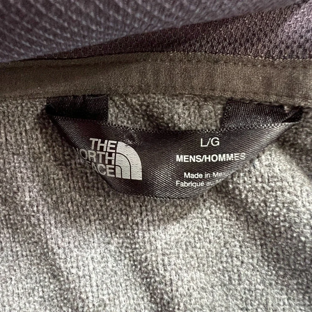 The North Face Drew Peak Hoodie Sweatshirt Mens Large Gray Log‎ Arm Print Casual